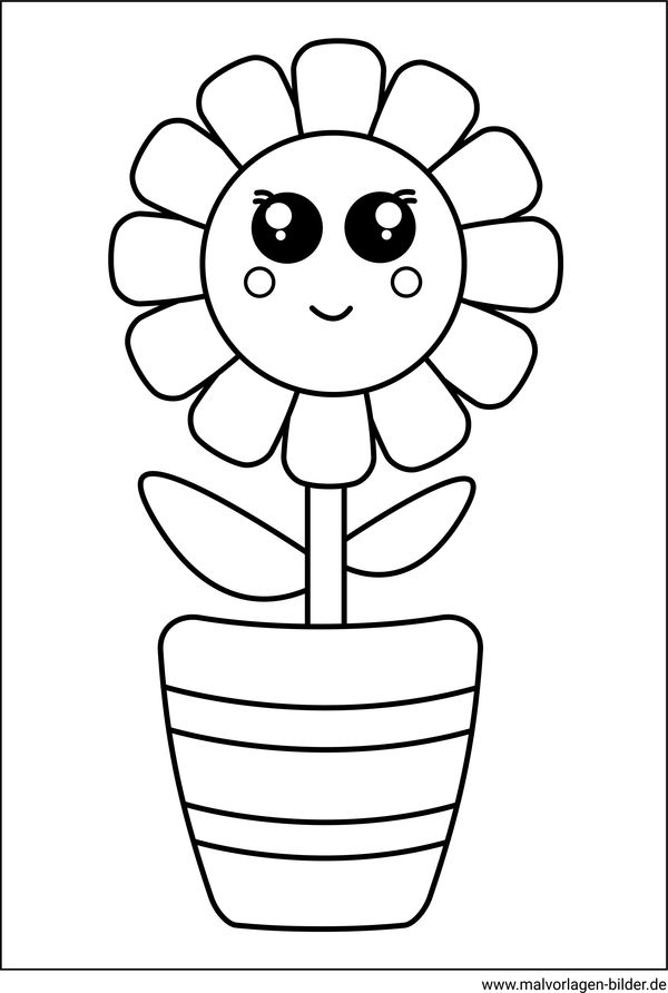 Ausmalbild Blume Blumentopf