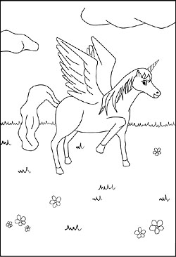 Malvorlagen und Ausmalbilder von Einhorn und Pegasus