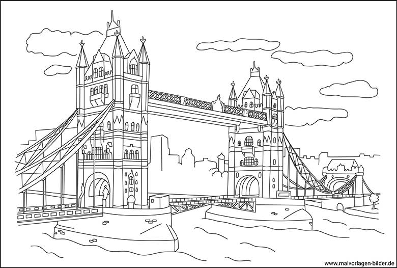 Tower Bridge in Londen - Malvorlage für Erwachsene