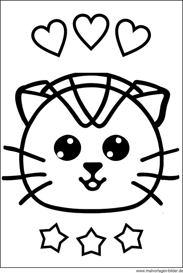 Ausmalbild Katzenkopf für Kinder