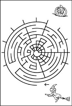 Labyrinth Kinderrätsel mit der Hexe