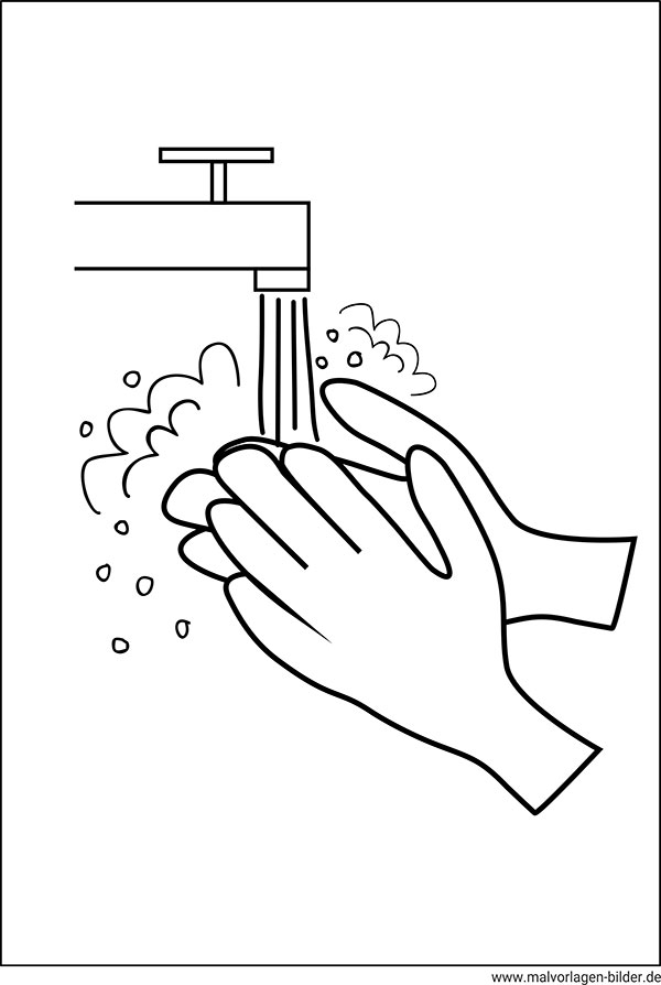 Händewaschen Ausmalbild