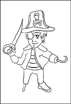 Pirat mit einer Augenklappe und einem Holzbein