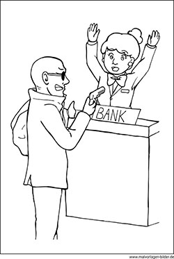 Malvorlage - Banküberfall