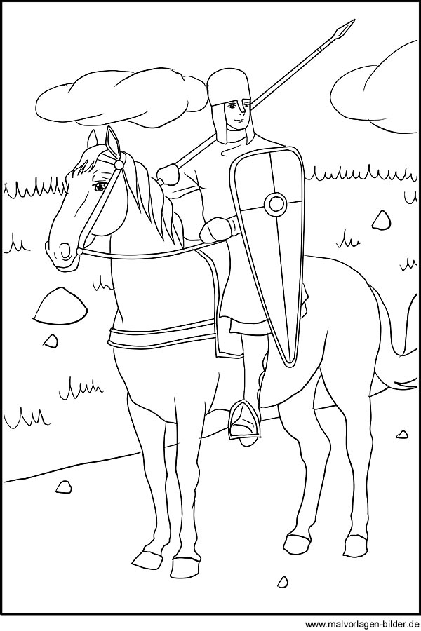 Ritterauf seinem Pferd als Ausmalbild