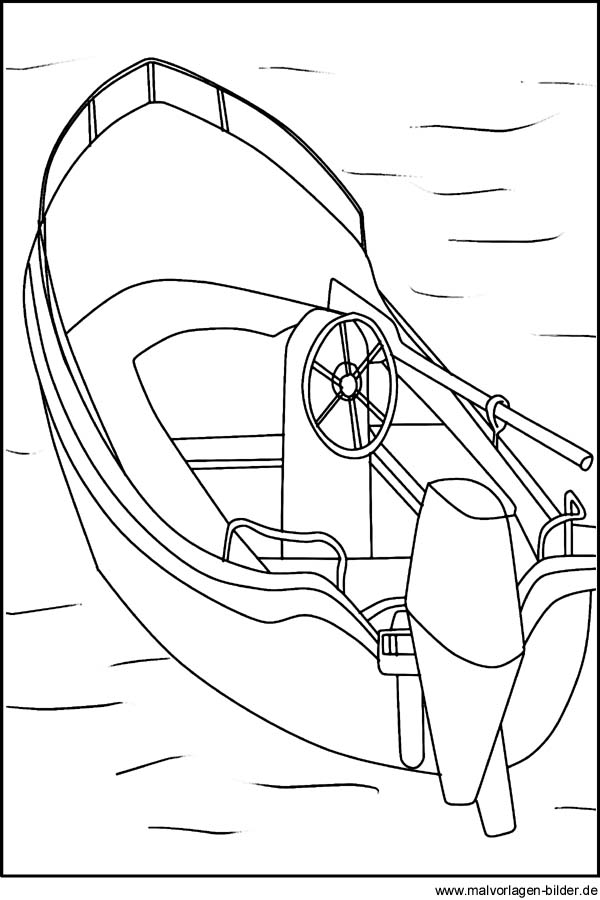 Motorboot - Malvorlage und Ausmalbild
