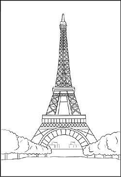 Malvorlage vom Eiffelturm in Frankreich