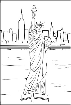 Malvorlage von Miss Liberty in New York