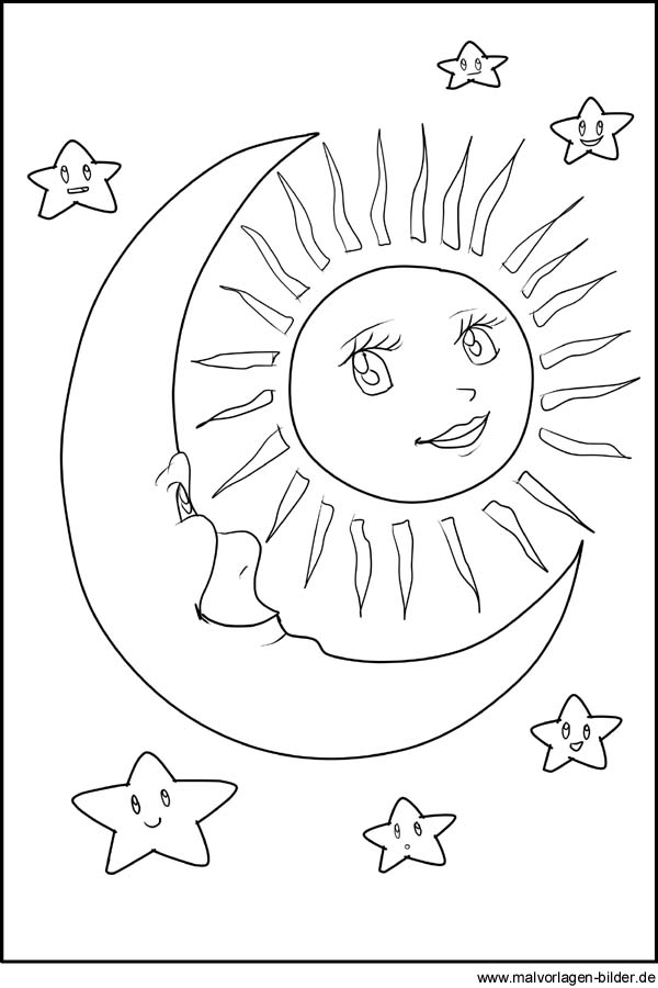 Malvorlagen Sonne, Mond und Sterne