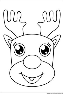 Ausmalbild Rudolph mit der roten Nase