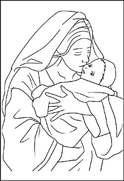 Ausmalbild - Maria und das Jesuskind