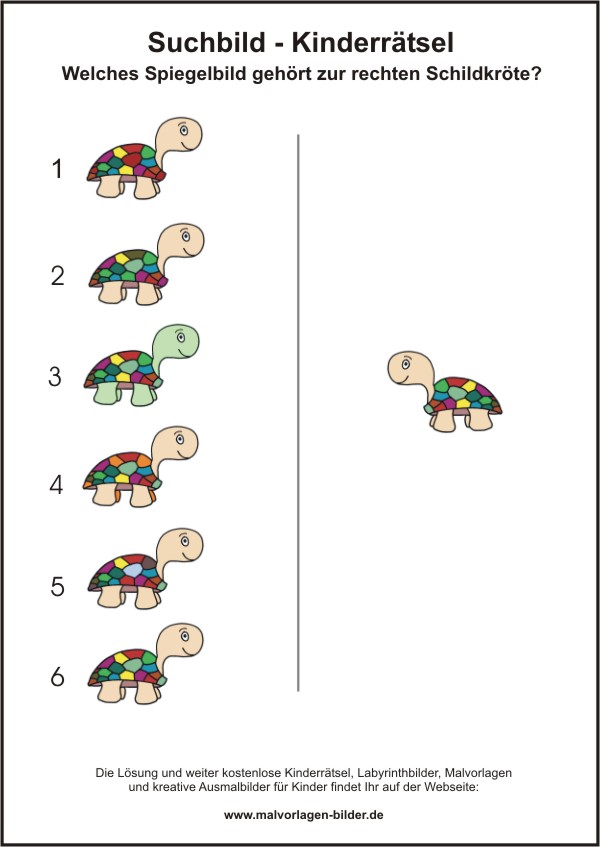 gratis kinderrätsel mit der schildkröte zum ausdrucken