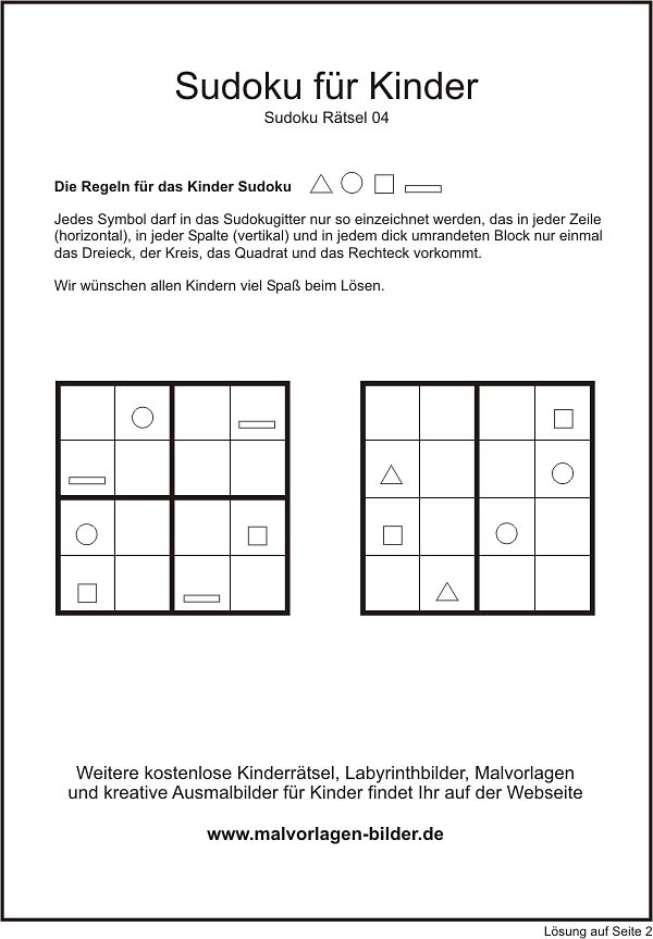 Sudoku Kinder Rätsel
