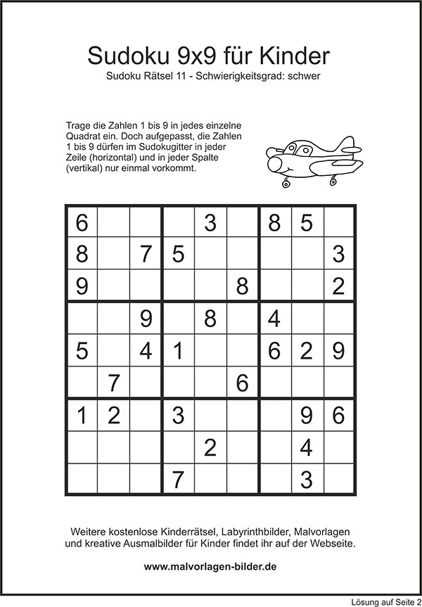 sudoku 9x9 schwer zum ausdrucken inkl lösung