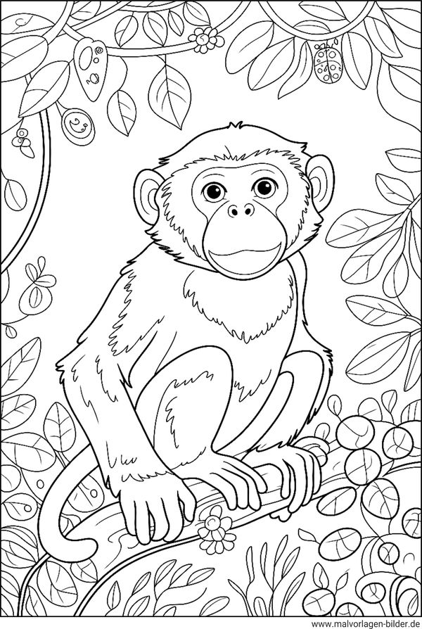 Affe zum Ausmalen und Ausdrucken