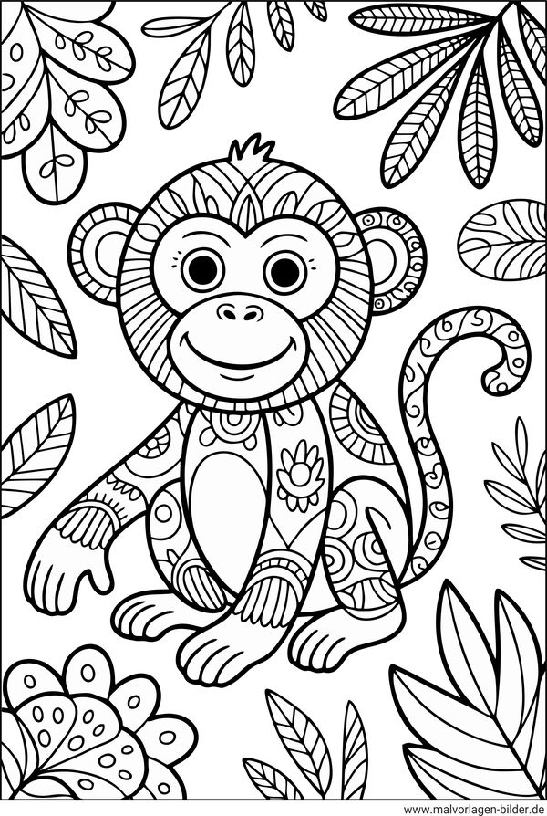 Affe zum Ausmalen Ausmalbild