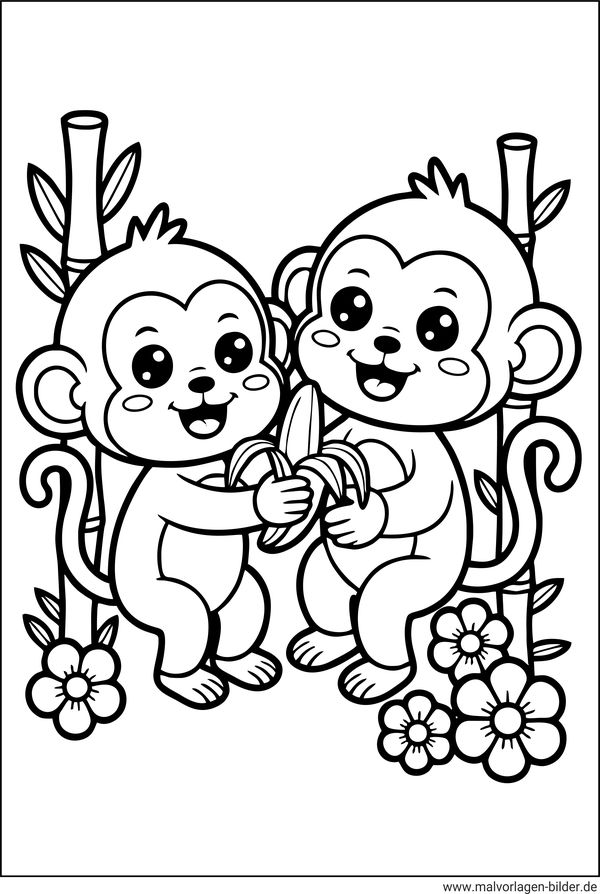 Ausmalbild Baby-Affen