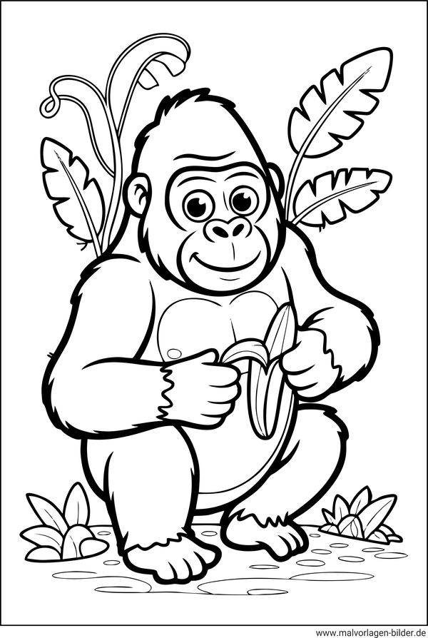 Gorilla Affe Ausmalbild