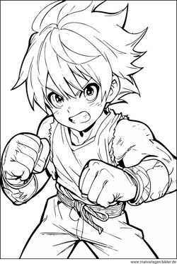 Anime fight Junge Ausmalbild