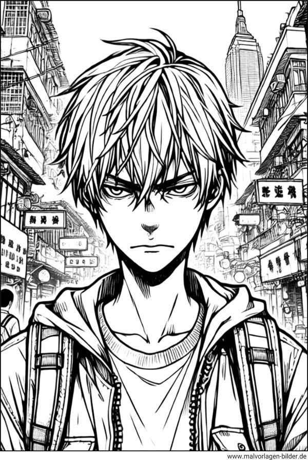 Anime Junge in der city von Japan