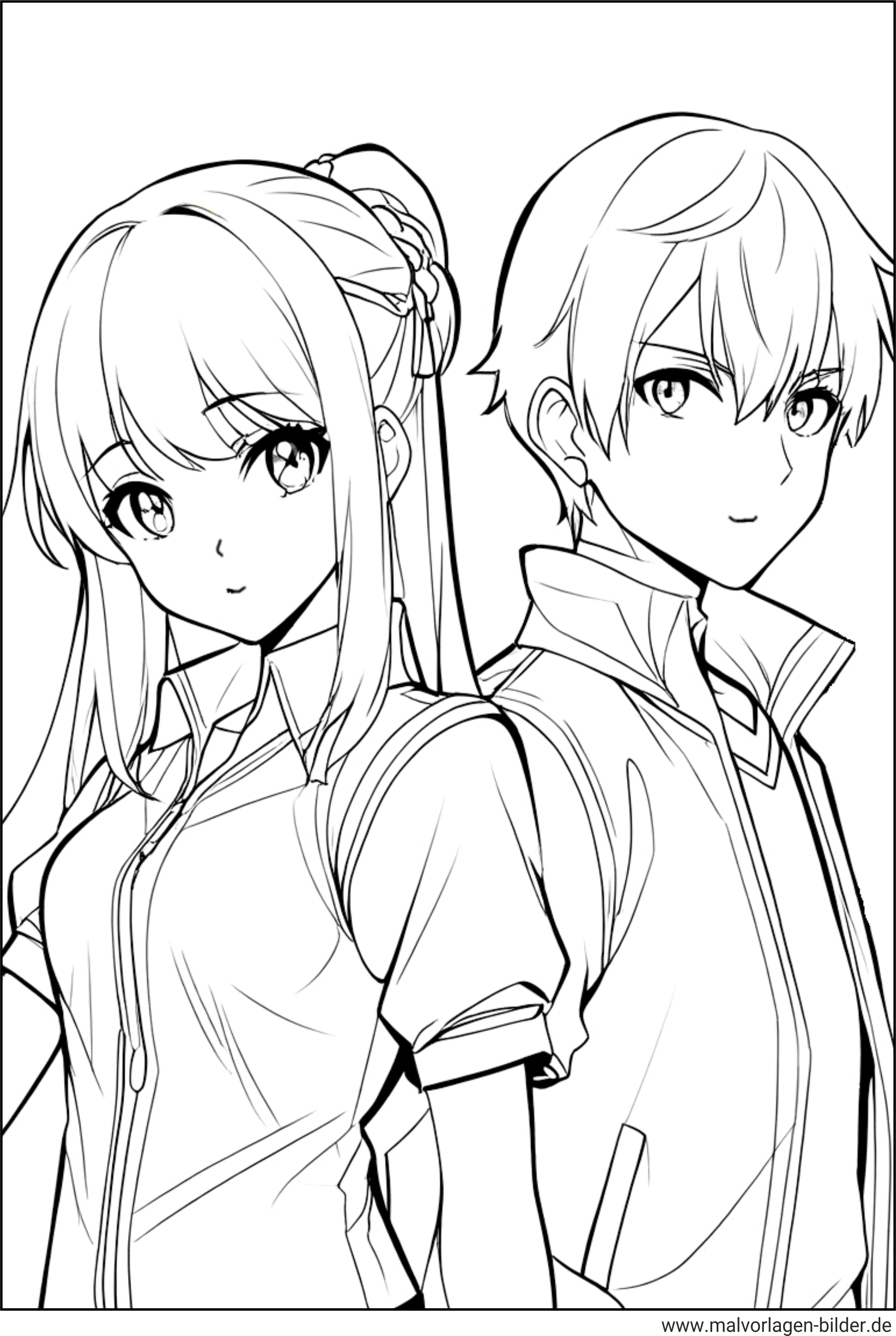 Anime Junge und Mädchen Manga-Ausmalbild