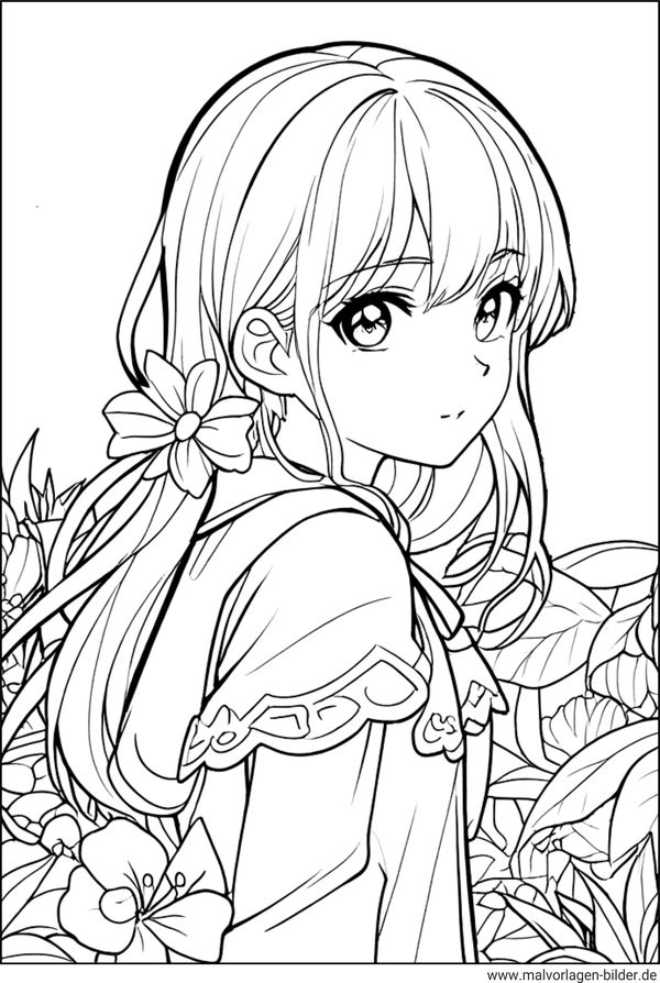 Anime Mädchen süß Ausmalbild