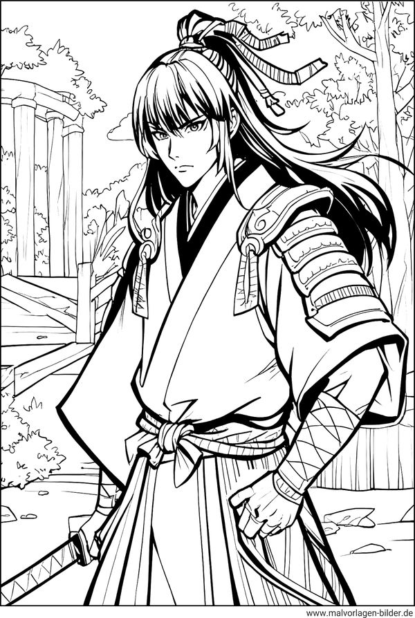 Anime Samurai Ausmalbild