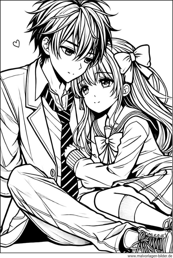 Ausmalbilder Anime Paare die verliebt sind