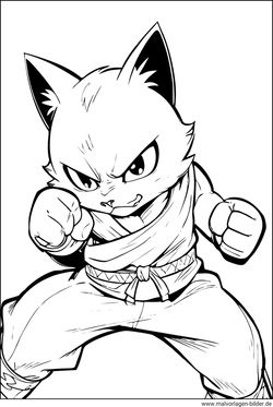 Manga fight Katze Ausmalbild