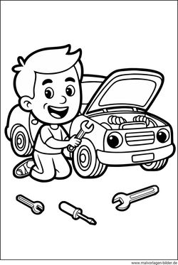 Auto mit Motorschaden Reparatur Ausmalbild