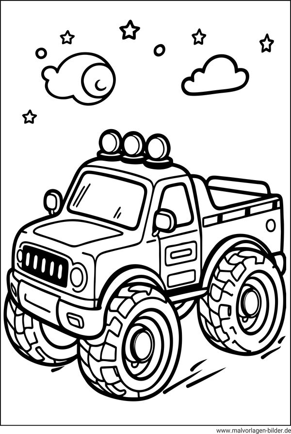 Pickup Auto Ausmalbild für Kinder