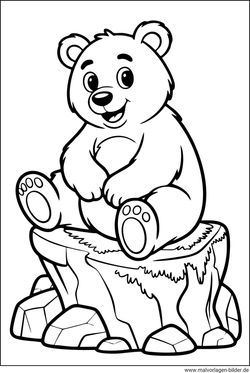 Ausmalbild kleiner süßer Bär