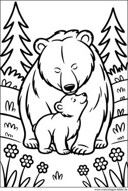 Babybär und Mamabär Ausmalbild