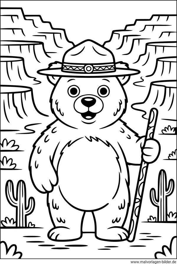 Bär als Ranger Ausmalbild