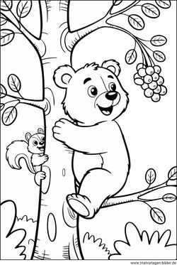 Bär auf einen Baum Malbild