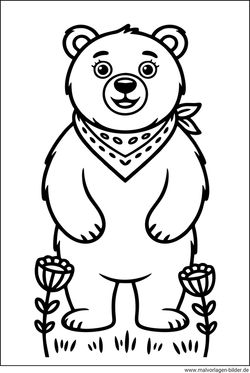Bär Halstuch Ausmalbild für Kinder kostenlos