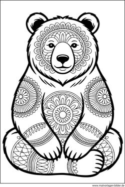 Bär Mandala-Ausmalbild Erwachsene kostenlos
