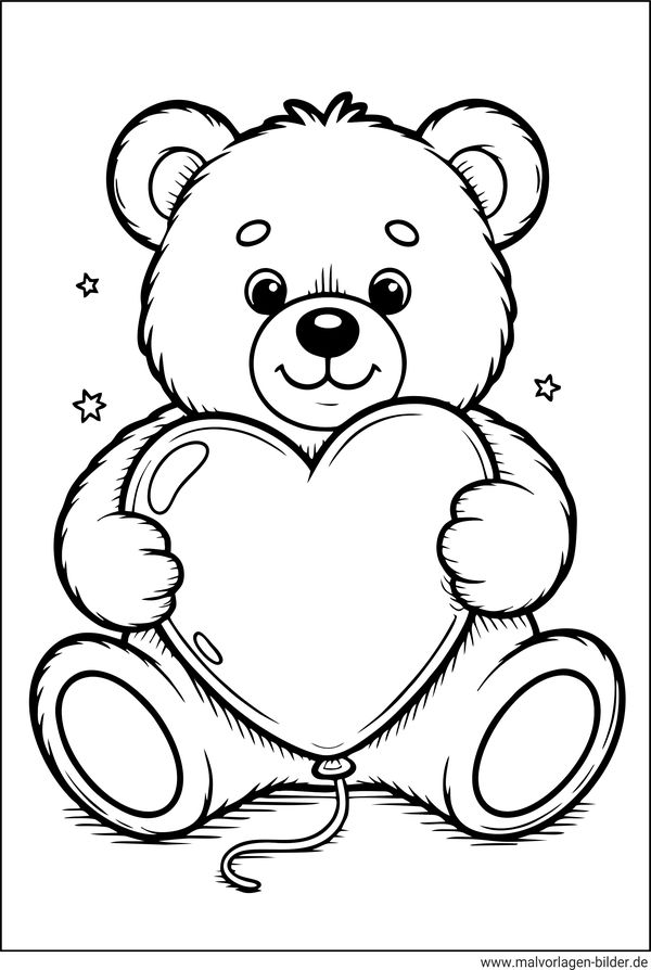 Bär mit Herz Ausmalbild