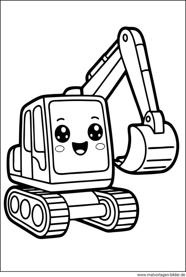 Ausmalbild Bagger einfach