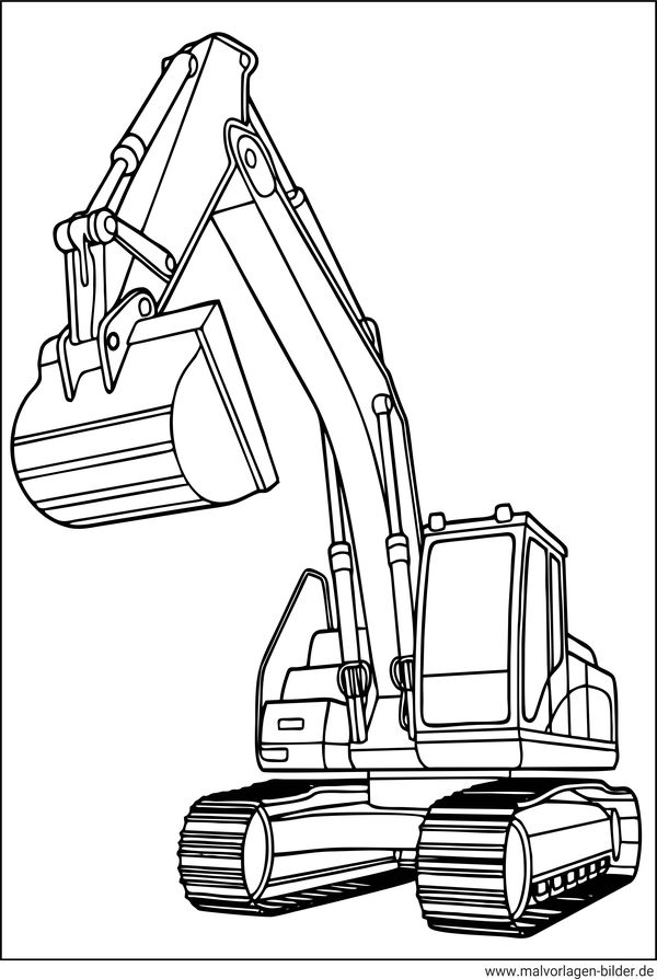 Ausmalbild großer Bagger
