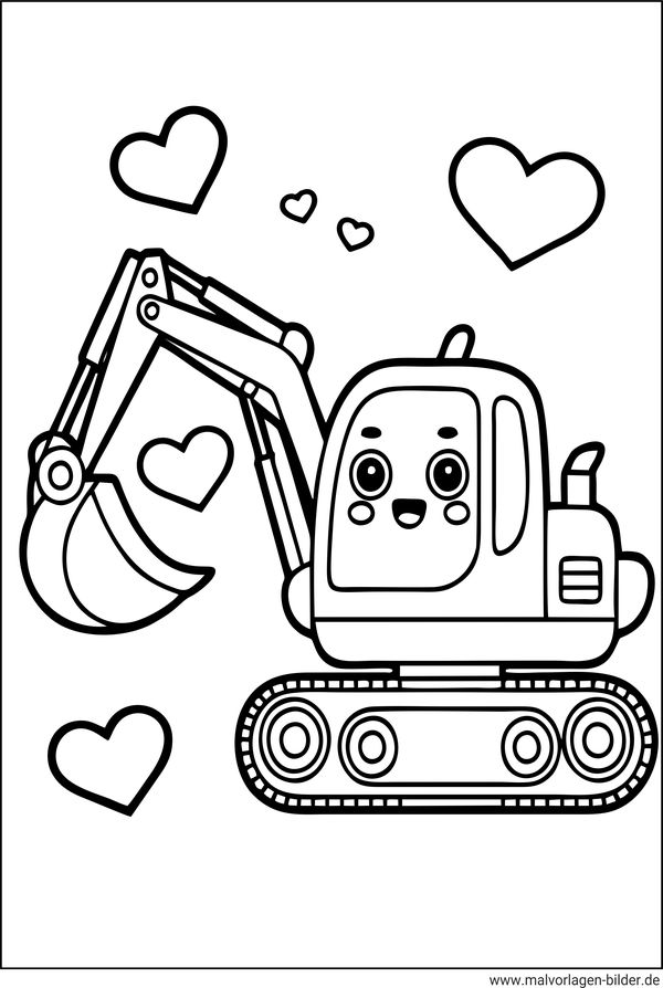 Kawaii Bagger Ausmalbild