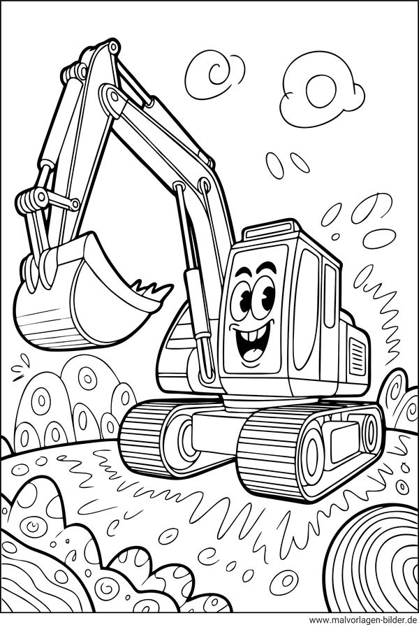 Lustiger Bagger Ausmalbild