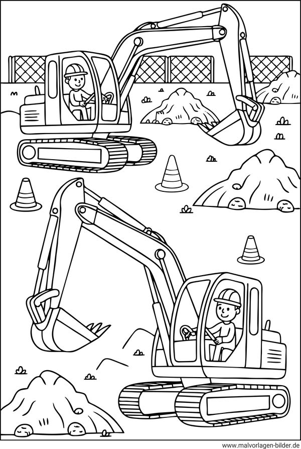 Zwei Bagger Ausmalbild