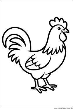 Hahn Ausmalbild gratis drucken