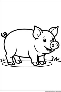 Schwein Ausmalbild für Kinder Vorlage ausdrucken