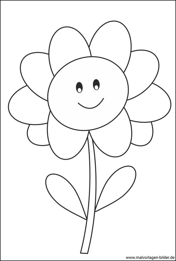 Ausmalbild Blume für Kinder ab 3 Jahre