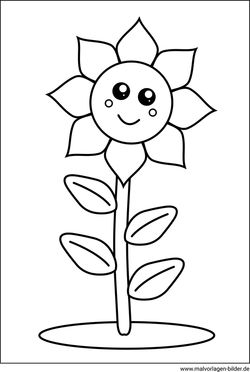 Ausmalbild Blume mit Gesicht PDF herunterladen