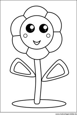 Blume mit Gesicht Kawaii Ausmalbild