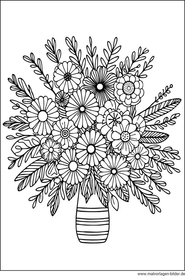 Blumenstrauß Vase Ausmalbild