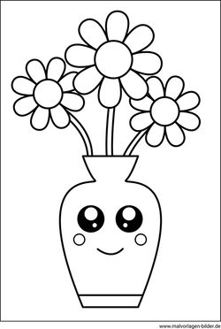 Kawaii Blumenvase mit Blumen